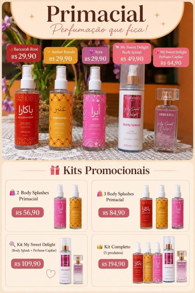 Linha Primacial - Body Splashes e Kits