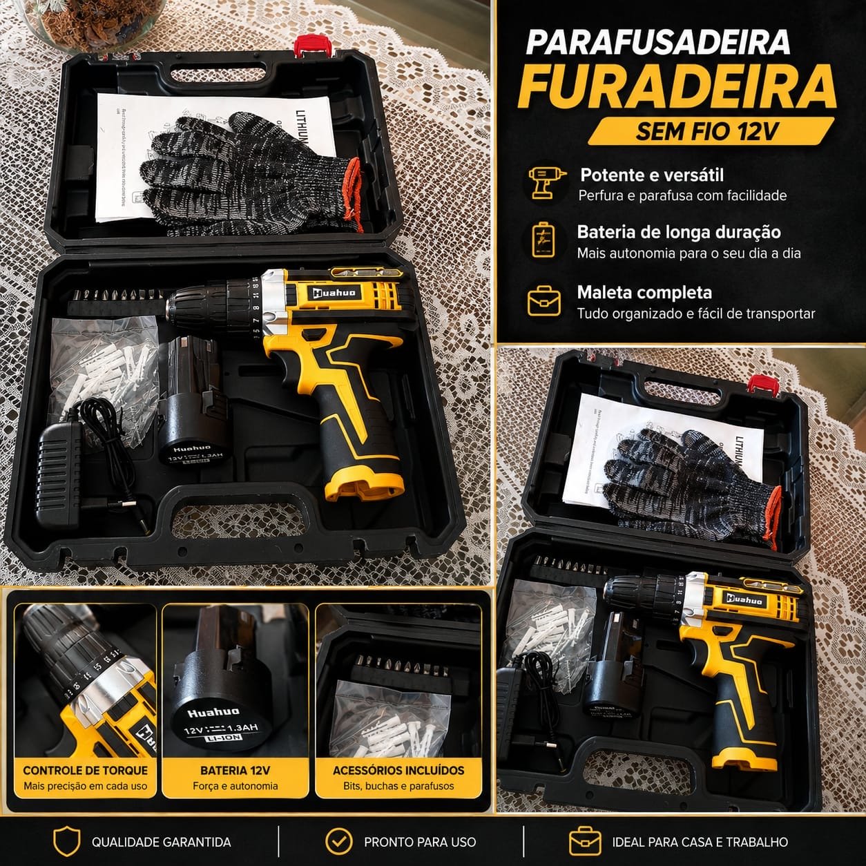 🔧 PARAFUSADEIRA/FURADEIRA SEM FIO 12V ⚡